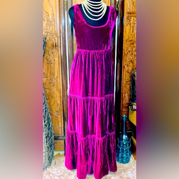 natural life eautiful red wine color velvet sleeveless maxi dress - Picture 6 of 8
